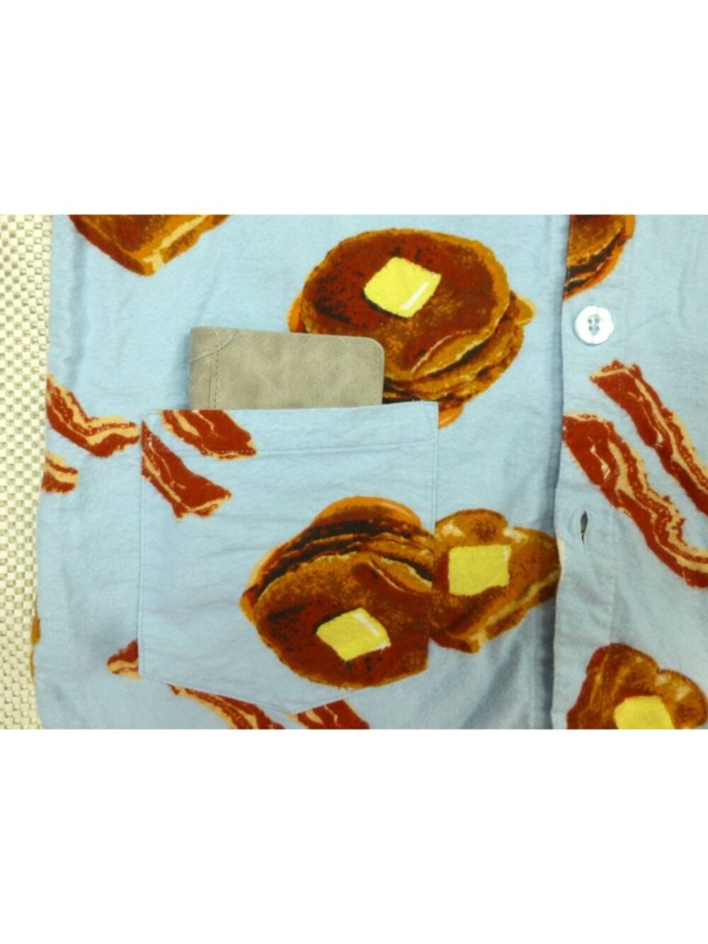 Breakfast-Themed PJ Studio Blue Cotton Pajama Set With Bacon Eggs & Pancakes Pri - Picture 7 of 16